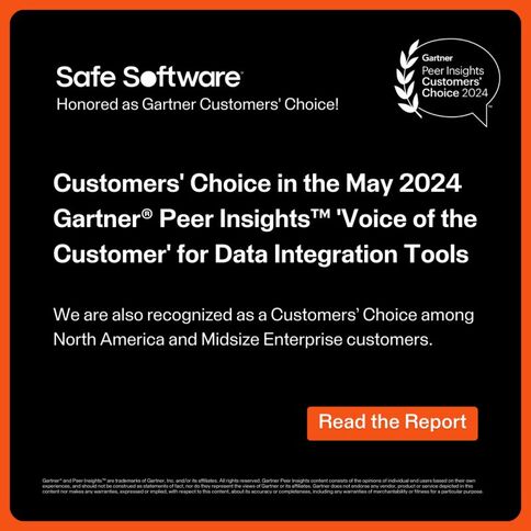 Safe Software in Gartner® Peer Insights™-Studie „Voice of the Customer“ für Datenintegrations-Tools ausgezeichnet